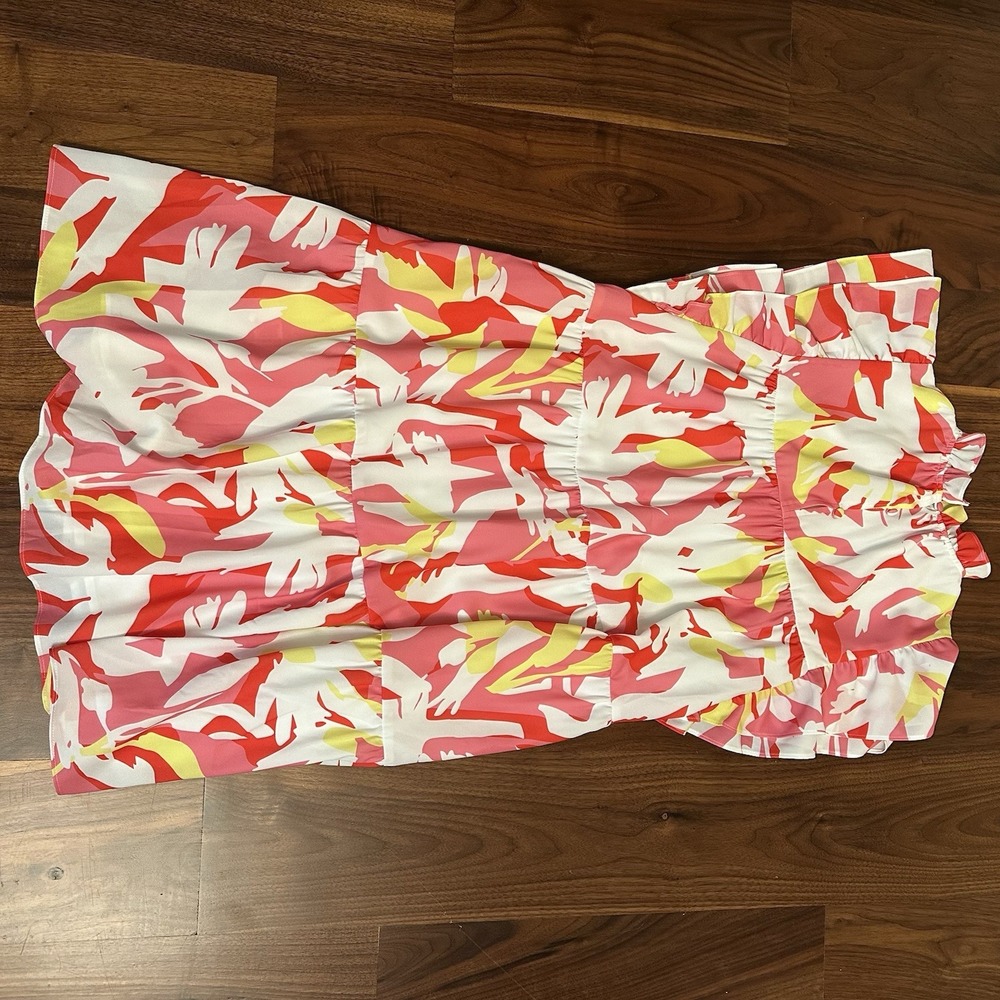 CROSBY by Mollie Burch - Adorable Multicolor Ruffled Flock Midi Dress Size Small - Picture 4 of 7